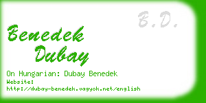 benedek dubay business card